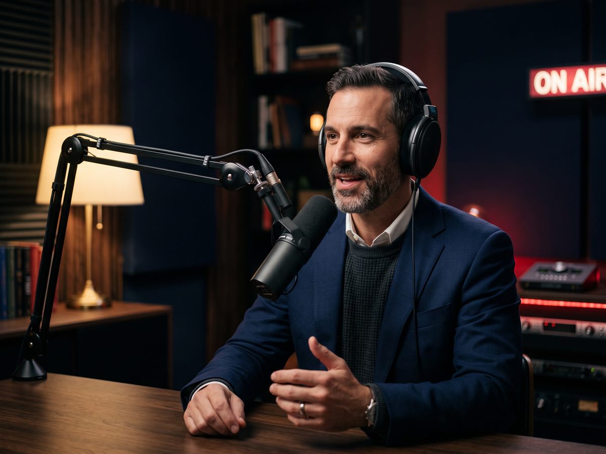 Gravação de podcast premium no estúdio AYVU